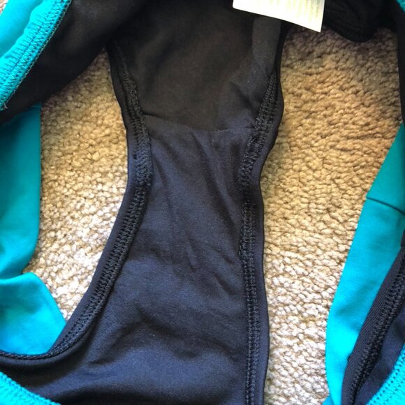 NEW NWT NEXT BY ATHENA Black Turquoise Blue Banded Retro Bikini Bottom Small S - Picture 8 of 9